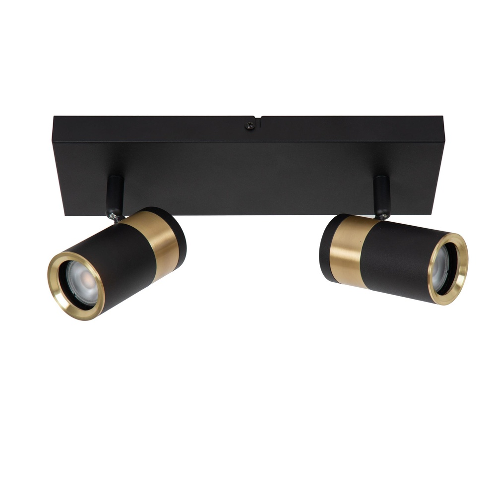 Lucide PlafondlampGorik 2-lichts zwart met goud - 53909/02/30